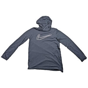 Nike Hoodie Women's XL White Big Swoosh Lightweight Thin Pullover Black